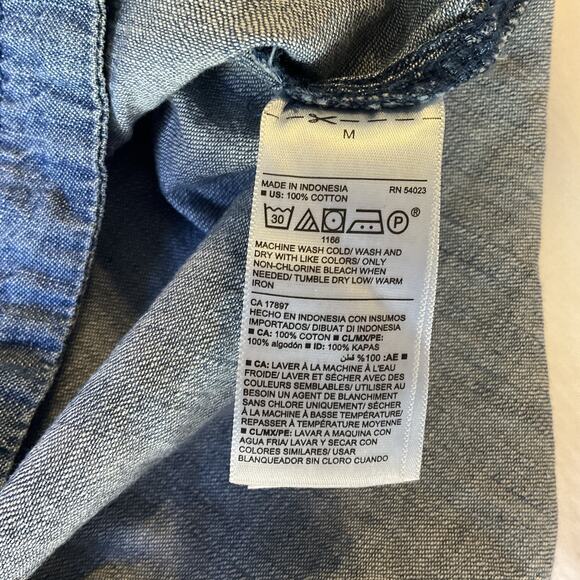 Old Navy Women Half Button Up Shirt Dress Size M Blue Denim Collared Front - Picture 3 of 9